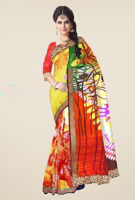 Triveni Multicolor Printed Faux Georgette Saree Triveni Multicolor Printed Faux Georgette Saree