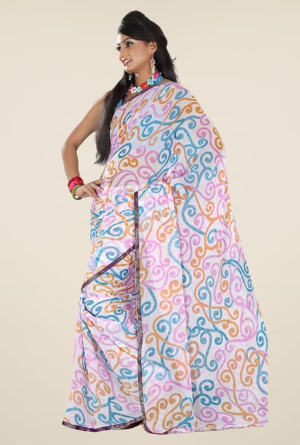 Triveni Multicolor Printed Faux Georgette & Chiffon Saree Triveni Multicolor Printed Faux Georgette & Chiffon Saree