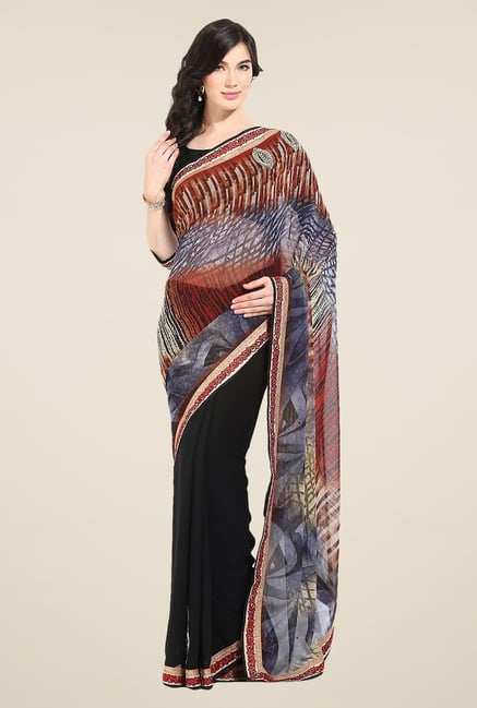 Triveni Black Printed Faux Georgette Saree Triveni Black Printed Faux Georgette Saree