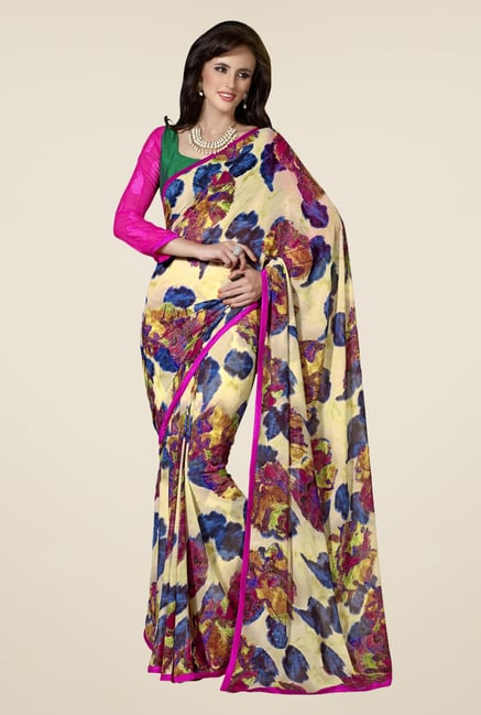 Triveni Beige Printed Faux Georgette Saree Triveni Beige Printed Faux Georgette Saree