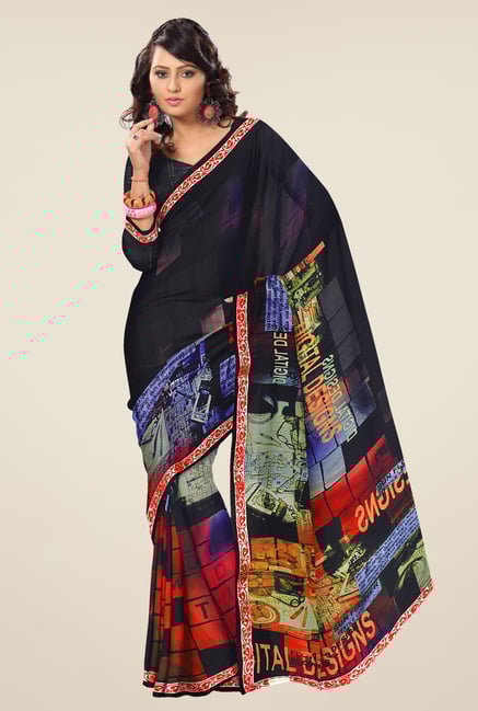 Triveni Multicolor Printed Faux Georgette Saree Triveni Multicolor Printed Faux Georgette Saree