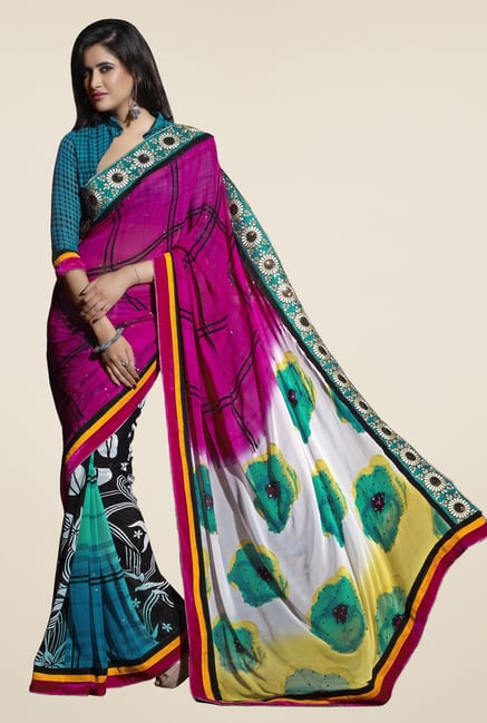 Triveni Multicolor Printed Faux Georgette Saree Triveni Multicolor Printed Faux Georgette Saree