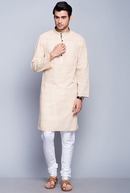 Fabindia Beige Self Print Kurta Fabindia Beige Self Print Kurta