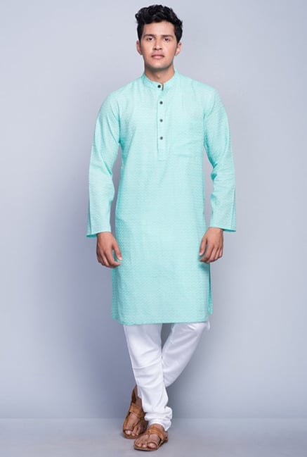 Fabindia Turquoise Chevron Print Kurta Fabindia Turquoise Chevron Print Kurta