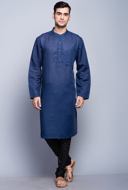 Fabindia Navy Solid Full Sleeves Kurta Fabindia Navy Solid Full Sleeves Kurta