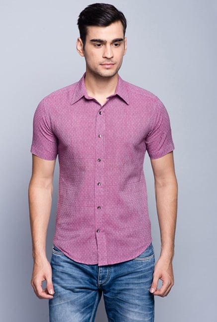 Fabindia Purple Self Print Shirt Fabindia Purple Self Print Shirt