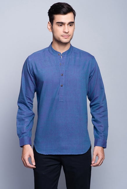 Fabindia Blue Solid Shirt Fabindia Blue Solid Shirt