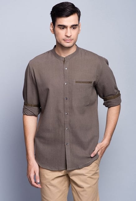 Fabindia Brown Solid Shirt Fabindia Brown Solid Shirt