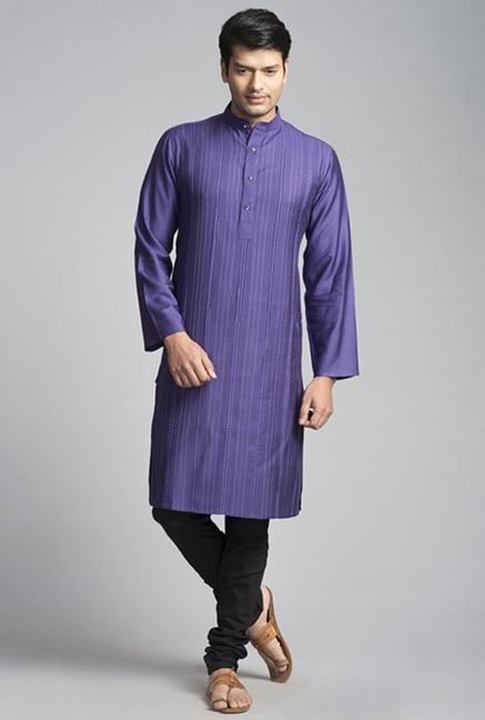 Fabindia Purple Embroidered Kurta Fabindia Purple Embroidered Kurta