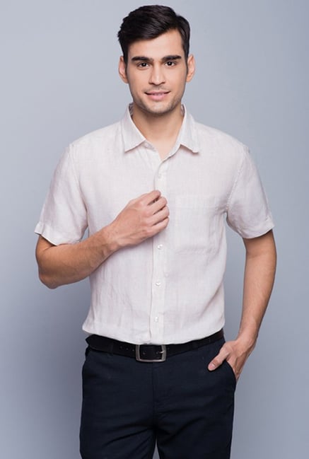 Fabindia Beige Solid Shirt Fabindia Beige Solid Shirt