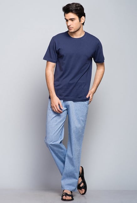 Fabindia Blue Solid Pyjama Fabindia Blue Solid Pyjama