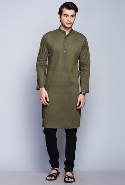 Fabindia Olive Solid Kurta Fabindia Olive Solid Kurta