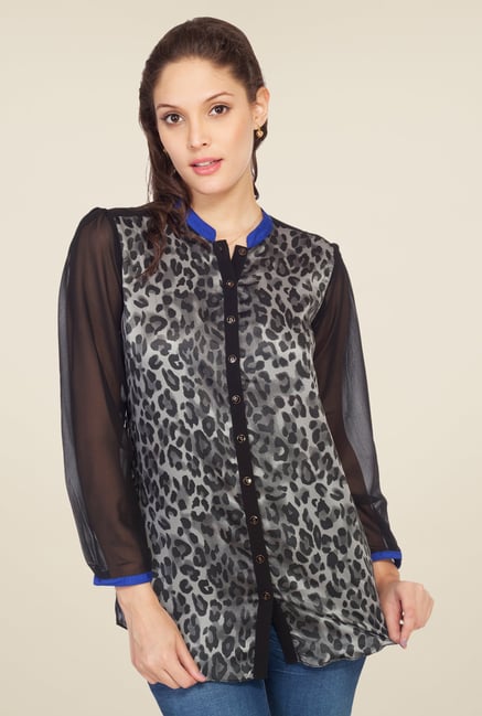 Soie Grey Animal Print Top Soie Grey Animal Print Top