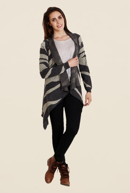 Soie Charcoal Animal Print Cardigan Soie Charcoal Animal Print Cardigan