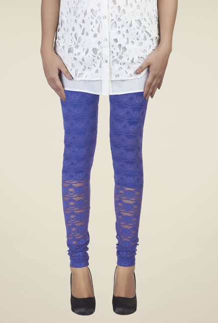 Soie Royal Blue Embroidered Leggings Soie Royal Blue Embroidered Leggings