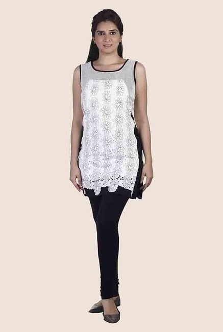 Soie Off White Floral Print Sleeveless Tunic Soie Off White Floral Print Sleeveless Tunic