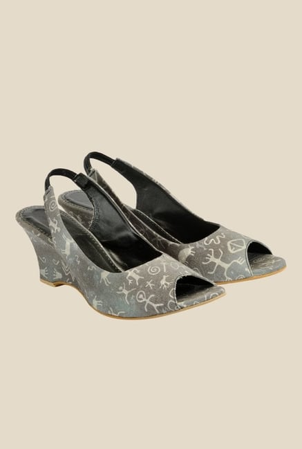 Nell Dark Grey Sling Back Wedges Nell Dark Grey Sling Back Wedges