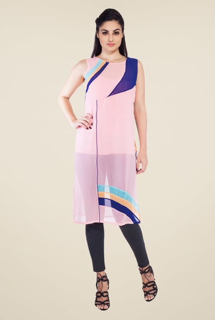 Soie Baby Pink Solid Tunic Soie Baby Pink Solid Tunic