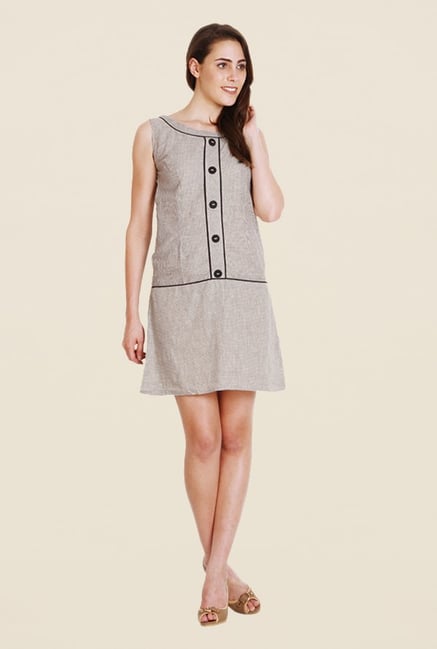 Soie Grey Striped Dress Soie Grey Striped Dress