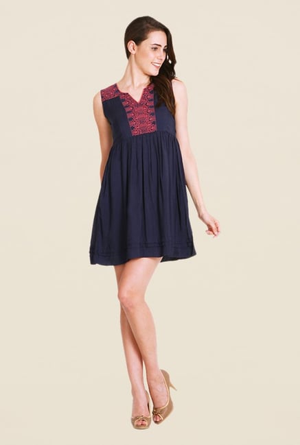 Soie Navy Solid Dress Soie Navy Solid Dress