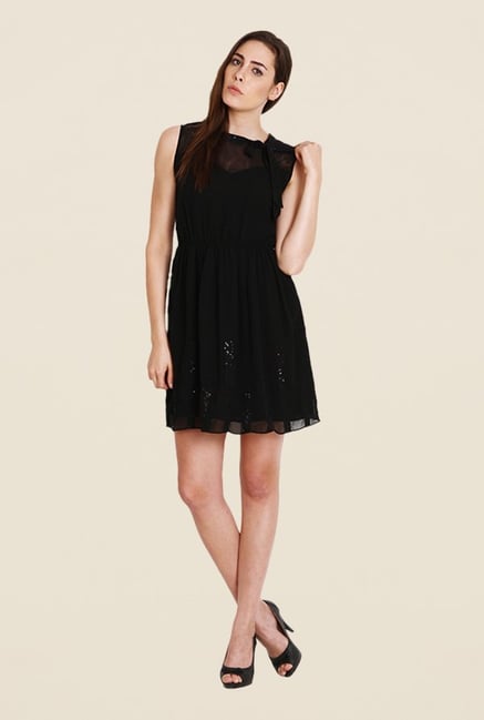 Soie Black Solid Sleeveless Dress Soie Black Solid Sleeveless Dress