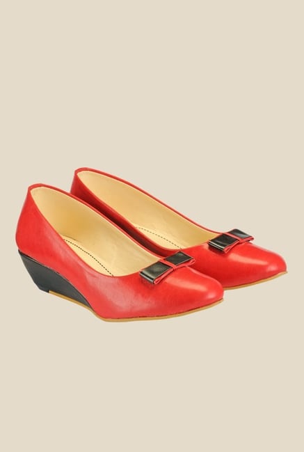 Nell Red & Black Wedge Heeled Pumps Nell Red & Black Wedge Heeled Pumps