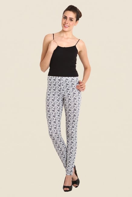Soie Grey Printed Cotton Lycra Leggings Soie Grey Printed Cotton Lycra Leggings