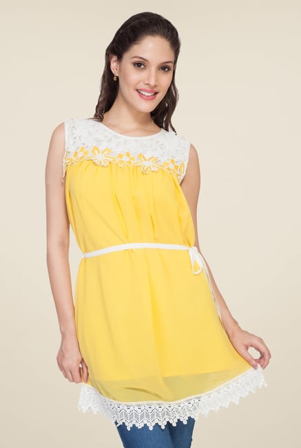 Soie Yellow Solid Tunic Soie Yellow Solid Tunic