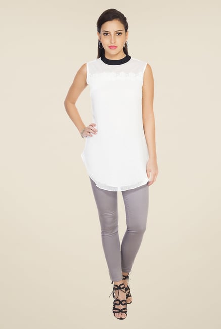 Soie White Self Print Top Soie White Self Print Top