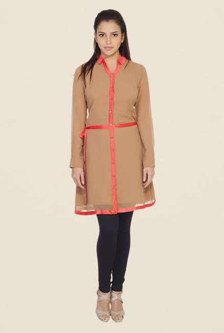 Soie Beige Solid Dress Soie Beige Solid Dress