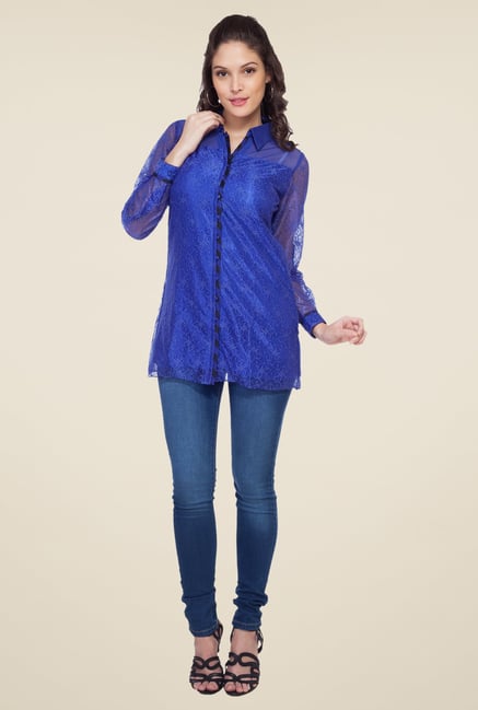 Soie Royal Blue Lace Tunic Soie Royal Blue Lace Tunic