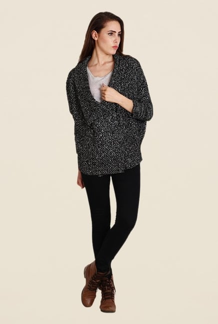 Soie Black Self Print Cardigan Soie Black Self Print Cardigan