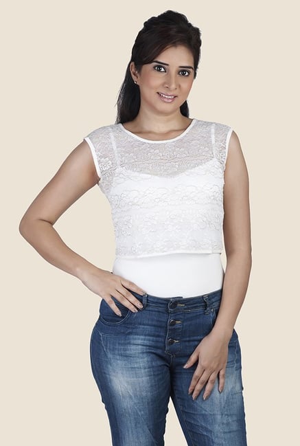 Soie White Lace Sleeveless Top Soie White Lace Sleeveless Top