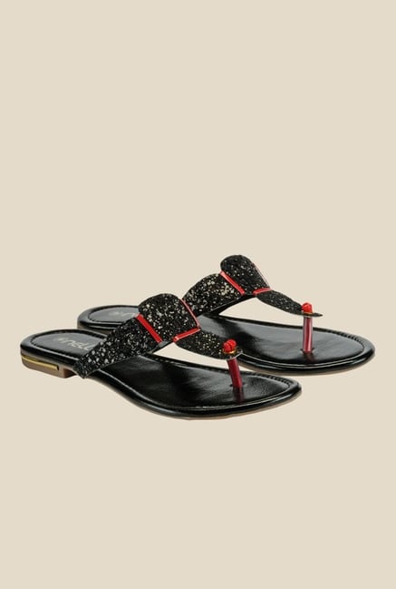 Nell Black & Red T-Strap Sandals Nell Black & Red T-Strap Sandals