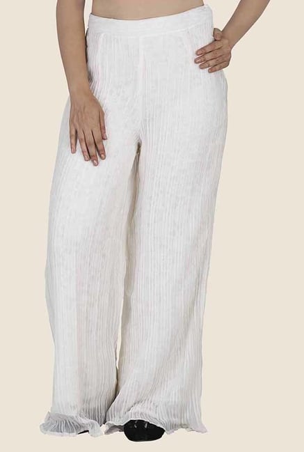 Soie Off White Solid Palazzo Soie Off White Solid Palazzo