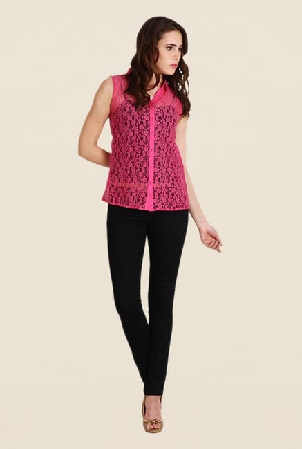 Soie Pink Lace Sleeveless Top Soie Pink Lace Sleeveless Top
