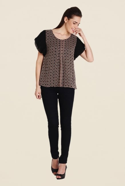 Soie Brown Floral Print Top Soie Brown Floral Print Top