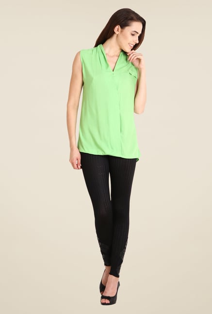 Soie Green Solid Sleeveless Top Soie Green Solid Sleeveless Top