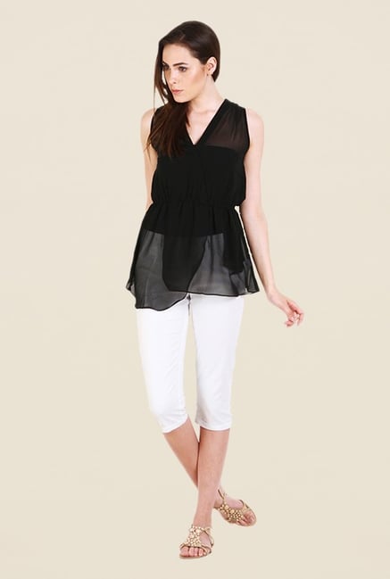 Soie Black Solid Sleeveless Top Soie Black Solid Sleeveless Top
