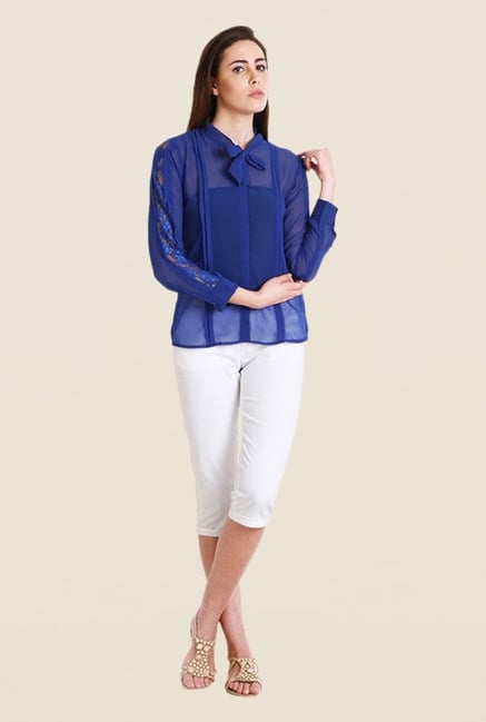Soie Blue Solid Top Soie Blue Solid Top