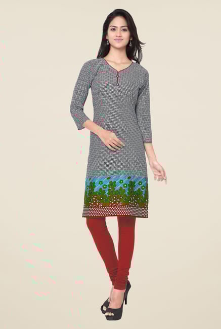 Triveni Black Printed Blended Cotton Kurta Triveni Black Printed Blended Cotton Kurta