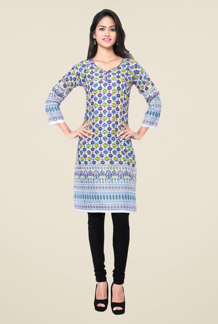 Triveni Purple Printed Blended Cotton Kurta Triveni Purple Printed Blended Cotton Kurta