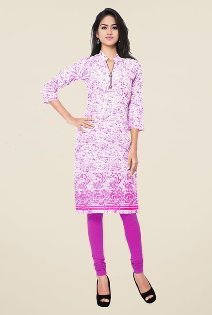 Triveni Pink Printed Blended Cotton Kurta Triveni Pink Printed Blended Cotton Kurta