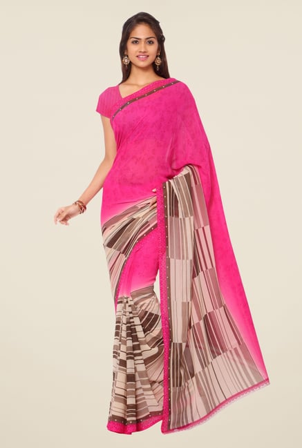 Triveni Magenta Printed Faux Georgette Saree Triveni Magenta Printed Faux Georgette Saree