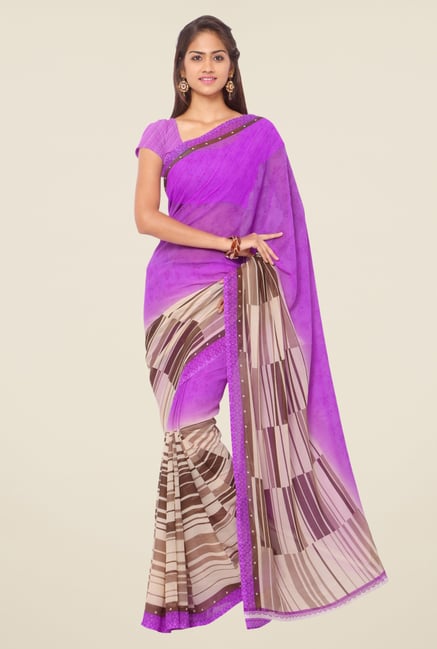 Triveni Purple Printed Faux Georgette Saree Triveni Purple Printed Faux Georgette Saree