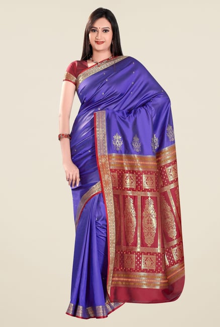 Triveni Purple Printed Art Silk Saree Triveni Purple Printed Art Silk Saree