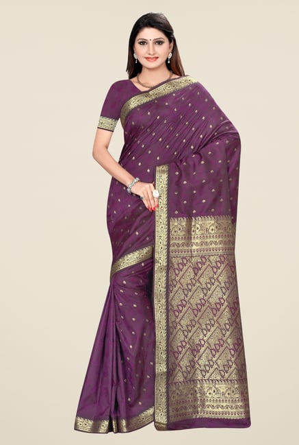 Triveni Purple Printed Art Silk Saree Triveni Purple Printed Art Silk Saree