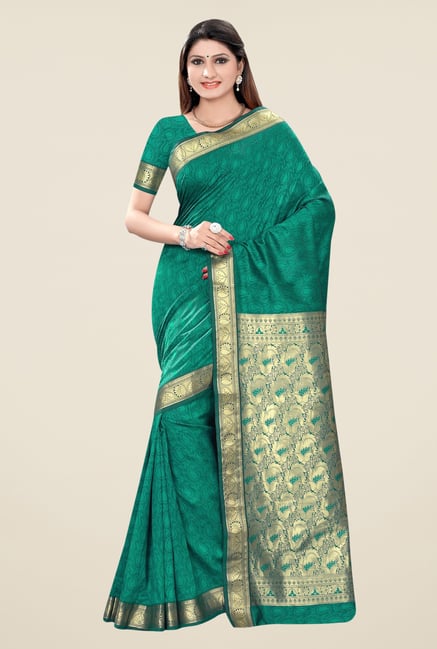 Triveni Green Paisley Print Art Silk Saree Triveni Green Paisley Print Art Silk Saree