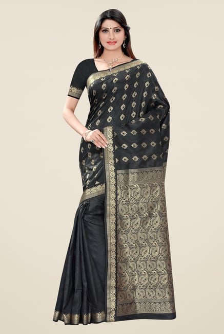 Triveni Black Printed Art Silk Saree Triveni Black Printed Art Silk Saree