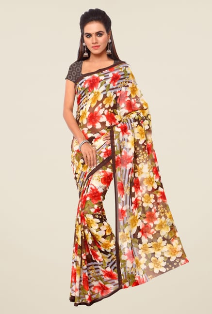 Triveni Multicolor Floral Print Faux Georgette Saree Triveni Multicolor Floral Print Faux Georgette Saree
